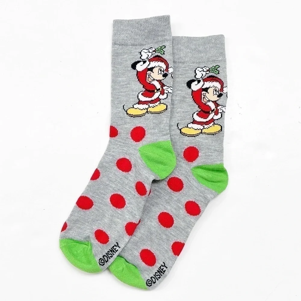 Mickey Mouse Christmas polkadot print novelty crew socks